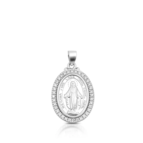 Sterling Silver and Cubic Zirconia Miraculous Medal