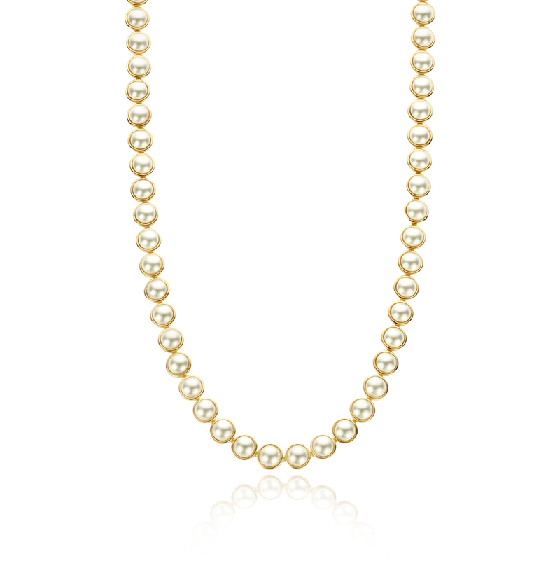 TI SENTO gold-plated silver necklace flaunts a stream of white pearls. Its extra-safe gold-plated lock