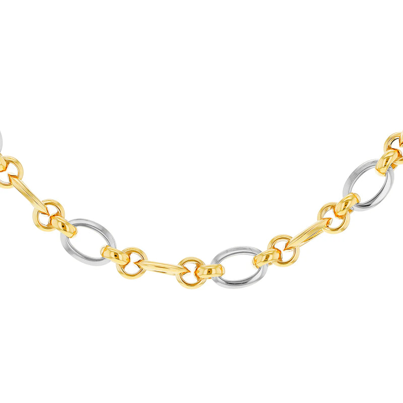 9ct 2-Tone 8mm Oval and Round Link Necklace