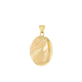 9ct Gold Engraved Oval Locket Pendant