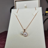 cristallo rose gold cz pearl necklace