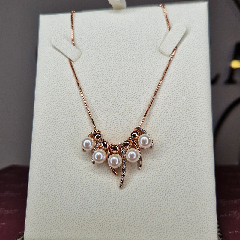 cristallo rose gold cz pearl necklace