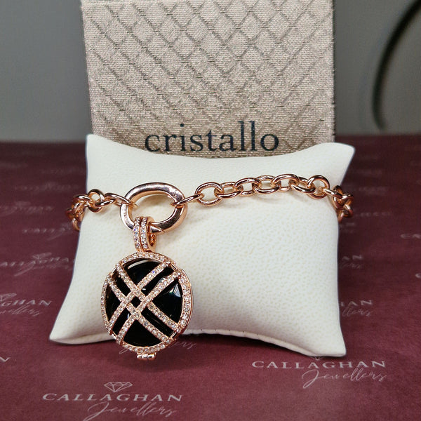 cristallo rose gold black bracelet