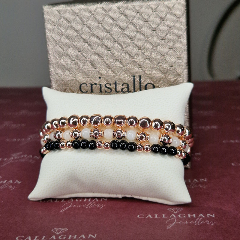 cristallo rose gold black white beads bracelet