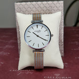 cristallo silver rose gold white watch