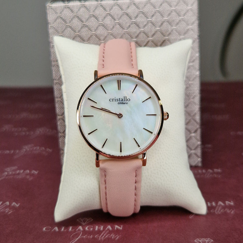 cristallow rose mop pearl watch