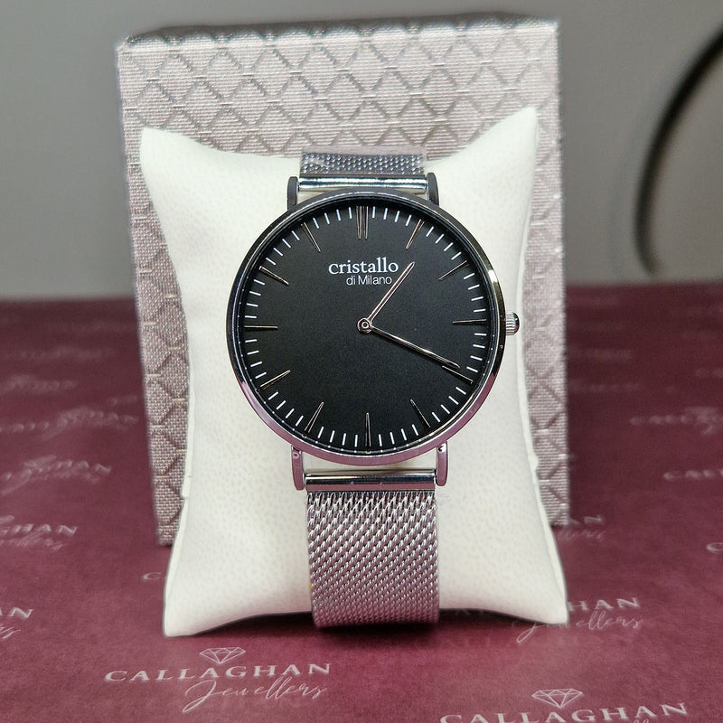 cristallo silver black watch