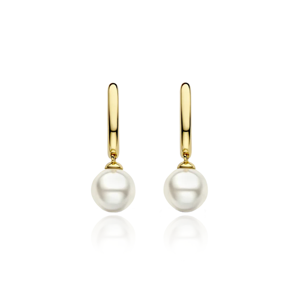 ti sento milano yellow gold silver hoop drop pearl earrings