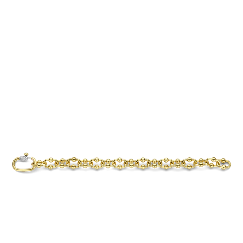 ti sento milano yellow gold industial chail link bracelet cz cubic zirconia stones