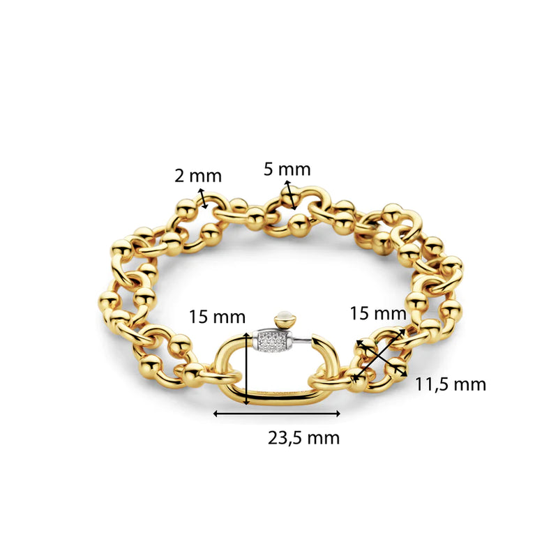 ti sento milano yellow gold industial chail link bracelet cz cubic zirconia stones