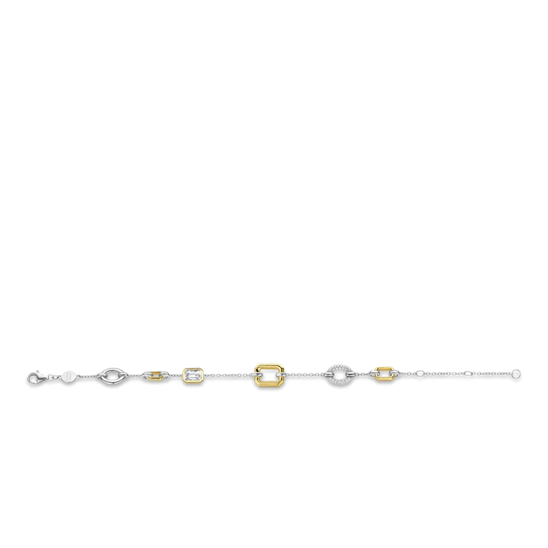 TI SENTO gold-plated silver bracelet flaunts gold-plated, silver and pavé tokens