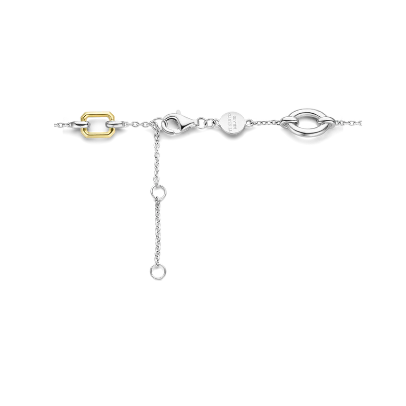 TI SENTO gold-plated silver bracelet flaunts gold-plated, silver and pavé tokens