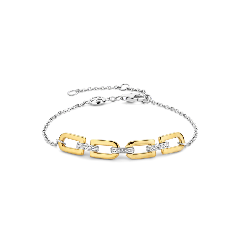 ti sento milano yellow gold silver cz cubic zirconia stones link bracelet