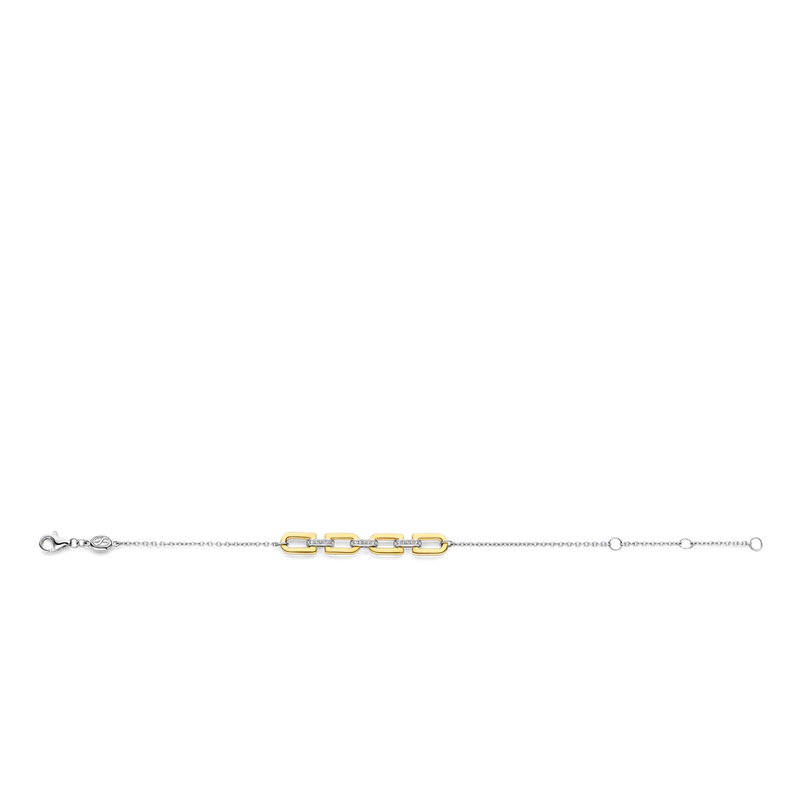 ti sento milano yellow gold silver cz cubic zirconia stones link bracelet