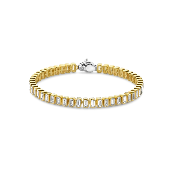 TI SENTO gold-plated silver Tennis Bracelet, a captivating design that celebrates the interplay of silver and yellow gold