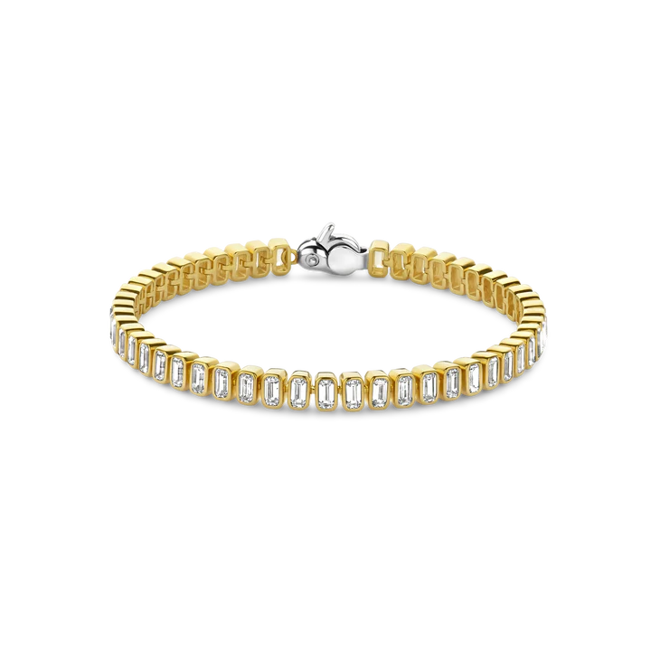 TI SENTO gold-plated silver Tennis Bracelet, a captivating design that celebrates the interplay of silver and yellow gold