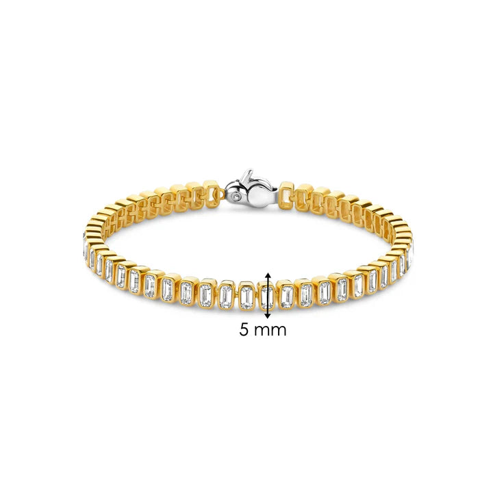 TI SENTO gold-plated silver Tennis Bracelet, a captivating design that celebrates the interplay of silver and yellow gold