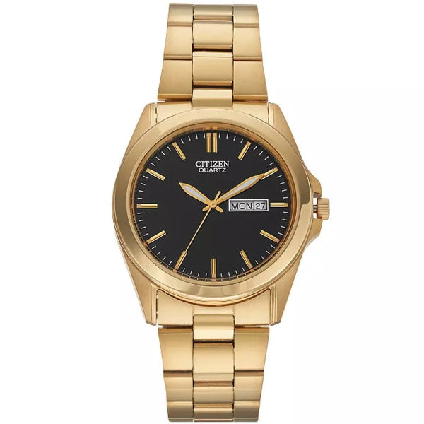 CITIZEN BLACK dial GOLD bracelet WATCH