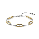 two tone link cz bracelet