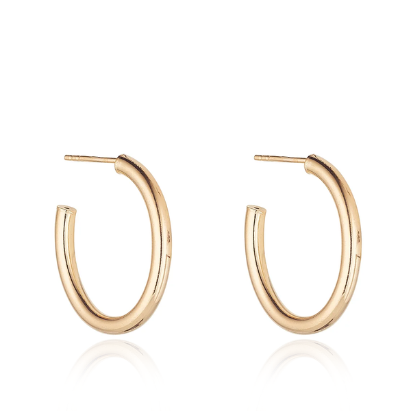 yellow gold rounded oval hoopd earrings