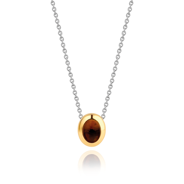 ti sento milano yellow gold silver brown stone pendant necklace