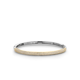 TI SENTO gold-plated silver bangle bracelet features a pavé of white cubic zirconia