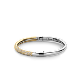 TI SENTO gold-plated silver bangle bracelet features a pavé of white cubic zirconia