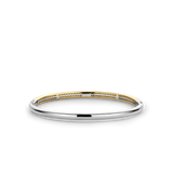 TI SENTO gold-plated silver bangle bracelet features a pavé of white cubic zirconia