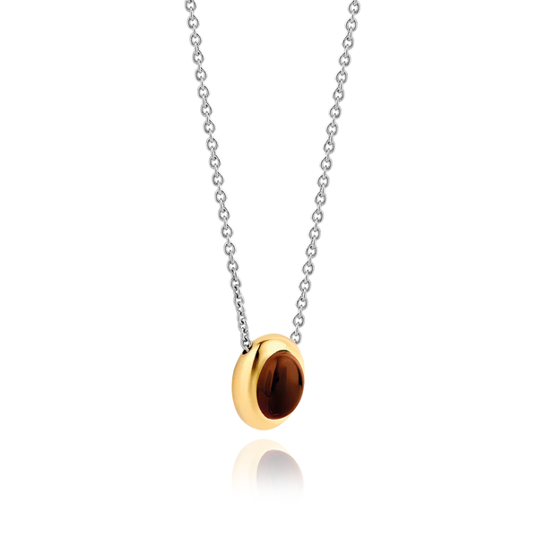 ti sento milano yellow gold silver brown stone pendant necklace