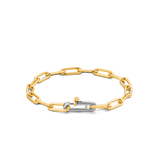 Ti-Sento-Yellow-Gold-Plated-Link-Style Bracelet-Two Tone-Silver Catch