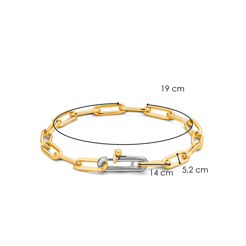Ti-Sento-Yellow-Gold-Plated-Link-Style Bracelet-Two Tone-Silver Catch- 19cm diameter