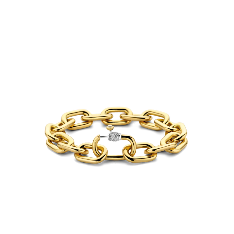 TI SENTO chunky chain silver bracelet has a stream of gold-plated links