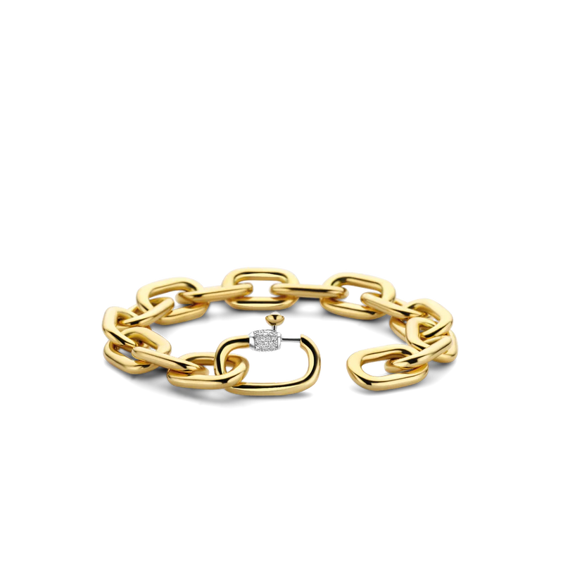 TI SENTO chunky chain silver bracelet has a stream of gold-plated links