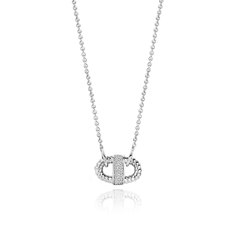 ti sento white zirconia pavé link and the silver rope necklace