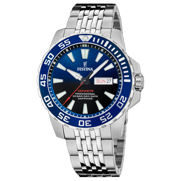 FESTINA BLUE dial STEEL bracelet WATCH