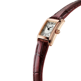 Frederique Constant CLASSICS CARREE Ladies red brown leather strap bracelet gold case white dial black numerals Watch