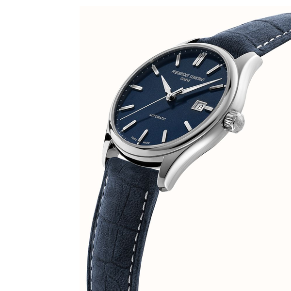 Frederique Constant Classics Index Automatic blue leather strap bracelet steel case blue dial Watch