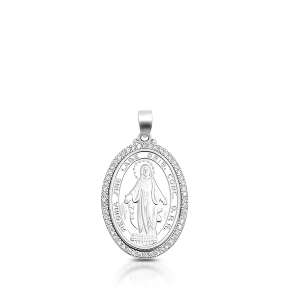 Sterling Silver and Cubic Zirconia Miraculous Medal