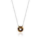 TI SENTO silver necklace flaunts a tiger-eye brown centre stone held together by refined gold-plated settings