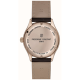 Frederique Constant Manufacture Classic Automatic black leather strap bracelet rose gold case white dial black numerals Watch