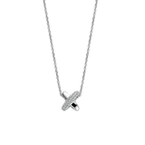 TI SENTO silver necklace flaunts a sterling silver link and a link with a pavé of white cubic zirconia stones forming an elegant cross shape