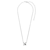 TI SENTO silver necklace flaunts a sterling silver link and a link with a pavé of white cubic zirconia stones forming an elegant cross shape