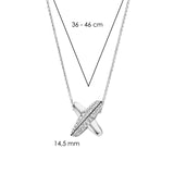 TI SENTO silver necklace flaunts a sterling silver link and a link with a pavé of white cubic zirconia stones forming an elegant cross shape