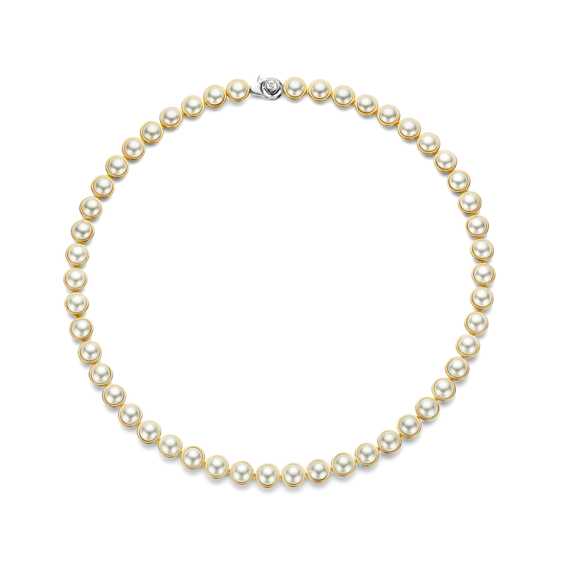 TI SENTO gold-plated silver necklace flaunts a stream of white pearls. Its extra-safe gold-plated lock