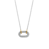 TI SENTO silver necklace flaunts a link handset with a pavé of white cubic zirconia stones