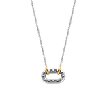 TI SENTO silver necklace flaunts a link handset with a pavé of white cubic zirconia stones