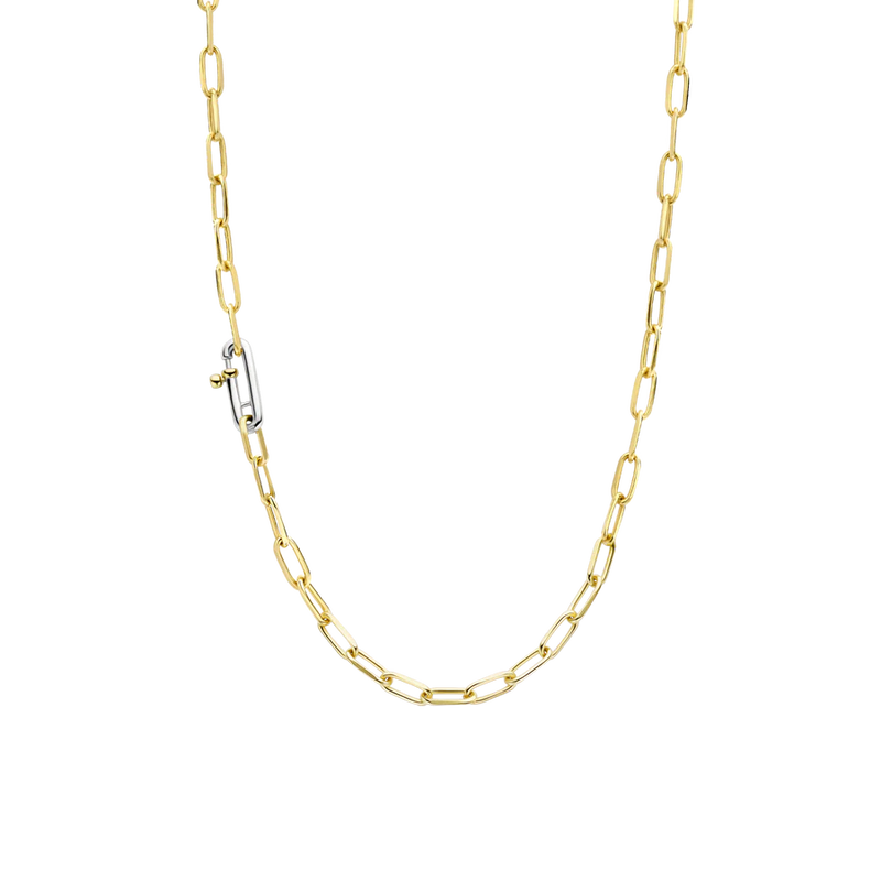 ti sento milano yellow gold silver chain link paper chain necklace