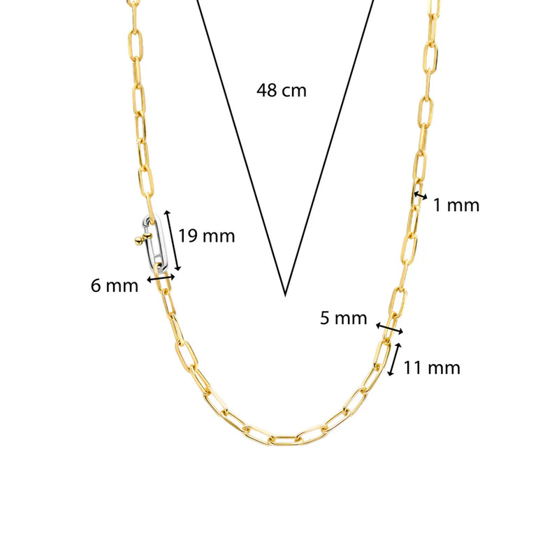 ti sento milano yellow gold silver chain link paper chain necklace