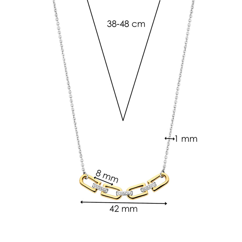 ti sento milano yellow gold silver cz cubic zirconia stones link chain necklace