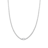 TI SENTO Silver Tennis Necklace. Crafted from 925 sterling silver and plated with platinum for lasting brilliance, this necklace features a dazzling row of white cubic zirconia stones